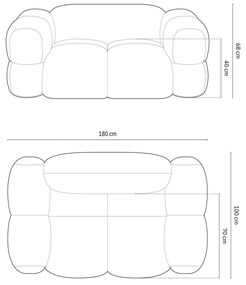 Сив кадифен диван 180 cm Loretto – Cosmopolitan Design