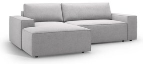 Светлосив разтегателен ъглов диван от букле (ляв ъгъл) Jodie – Micadoni Home