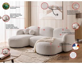 Кремав ъглов диван от прежда с примки от букле (U форма) Orbit – Ropez