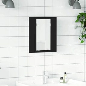 804949 vidaXL Шкаф с LED огледало за баня, черно, 40x12x45 см, акрил