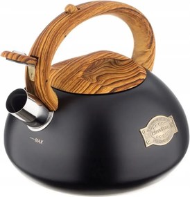 Втора ръка: Свирещ чайник Klausberg KB 7565, 3 л, Дебелостенна основа, Индукция, Черен/кафяв