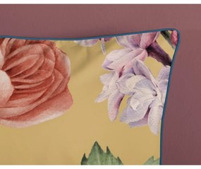 Двойно удължено спално бельо от памучен сатен в цвят жълта охра 240x220 cm Fiori – Descanso