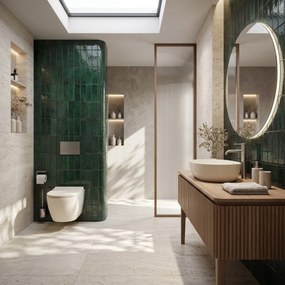 Комплект Конзолна WC Чиния Focus + Умивалник за Плот Rea Focus Creme