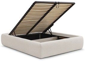 Бяло двойно легло 180x200 cm тапицирано с място за съхранение/без табла с включена подматрачна рамка Inera – Bobochic Paris