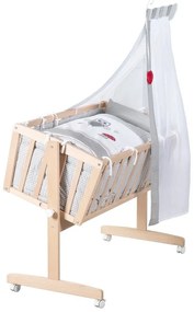 Люлка 40x90 cm от масивен бук на колелца/с балдахин в естествен цвят Adam and Owl – Roba