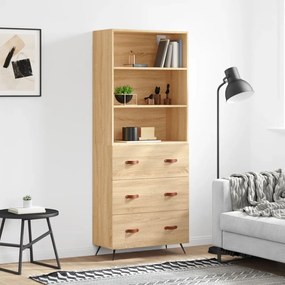 3189352 vidaXL Висок шкаф, дъб сонома, 69,5x34x180 см, инженерно дърво