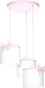 Детски полилей на кабел SWEET 3xE27/15W/230V бял/розов/панделка