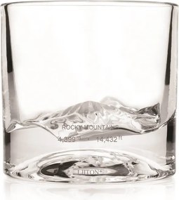 Комплект чаши за уиски LIITON 1009977 Rocky Mountain, 240 мл, 2 бр, Удебелени стени, 3D дъно с форма връх Елбърт, Прозрачен