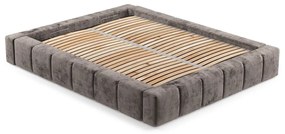 Кафяво тапицирано двойно легло с място за съхранение с включена подматрачна рамка 200x200 cm Aruba L – Maison de Rêve