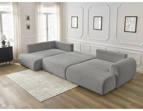 Тъмносив разтегателен ъглов диван от рипсено кадифе (десен ъгъл/"U" форма) Lucien – Bobochic Paris