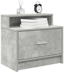 858674 vidaXL Нощно шкафче с чекмедже, бетонно сив, 51x31x47 см