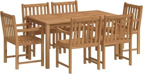 3059936 vidaXL Градински комплект за хранене, 7 части, 150x90 см, масивно тиково дърво