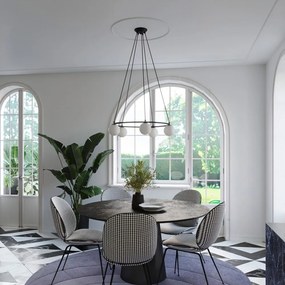 Бяло/черно висящо осветително тяло със стъклен абажур Umerta – Sollux