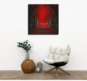 Стенопис върху платно Червени дървета, 45 x 45 cm - Wallity