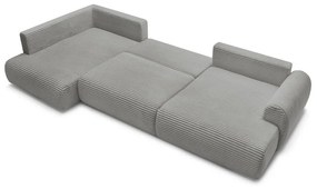 Тъмносив разтегателен ъглов диван от рипсено кадифе (десен ъгъл/"U" форма) Lucien – Bobochic Paris