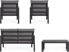 Антрацитен алуминиев градински комплект за отдих за 4 Hilde – Bizzotto