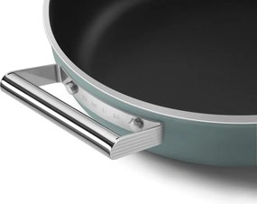 Плитка тенджера с капак Smeg DPF2812EGM, 28 см, 4.3 л, Керамично незалепващо покритие, Фурна до 250C, Без PFAS, Индукция, Изумрудено зелен