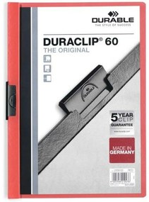 Папка за Документи Durable Duraclip 60 Червен Прозрачен A4 25 Части