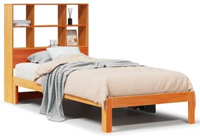 3322572 vidaXL Легло с рафтове за книги без матрак кафяв 90x190 см бор масив