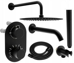 Mexen Kai DR70 стенен комплект за вана и душ с душ глава 30 см, черен - 77602DR70301-70