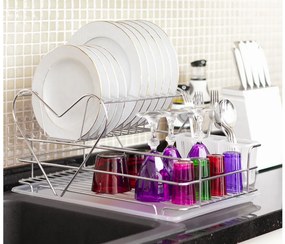 СУШИЛНИК ЗА СЪДОВЕ TEKNO TEL KB-011 , хром , прозрачна тавичка