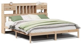 3322347 vidaXL Легло с етажерка за книги, без матрак, 180x200 см, бор масив