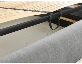 Сиво тапицирано двойно легло с място за съхранение с решетка 160x200 cm Vernon - Bobochic Paris