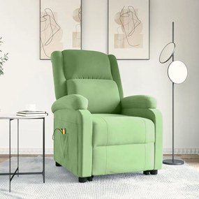 3124839 vidaXL Изправящ масажен стол, светлозелено, кадифе