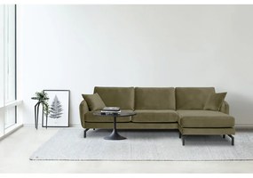 Ъглов диван от зелено кадифе (ляв ъгъл) Magic - Scandic