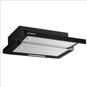 Телескопичен абсорбатор Kumtel DS6-905B S, 90W, 250 м3/ч, 2 мотора, 2 степени, Двоен алуминиев филтър, LED, Черен
