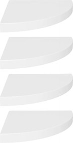 323918 vidaXL Окачени ъглови рафтове, 4 бр, бели, 35x35x3,8 см, МДФ