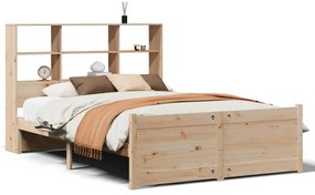 3322471 vidaXL Легло с етажерка за книги, без матрак, 140x200 см, бор масив