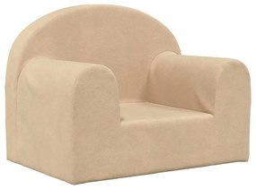 357007 vidaXL Детски диван, кремав, мек плюш