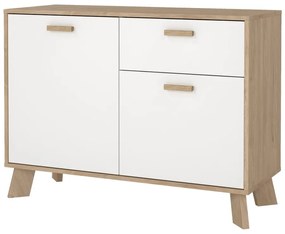 Скрин от дъбов декор в бял и естествен цвят 99x73x39 cm Ikast – Tvilum