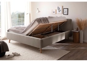 Сиво и кафяво двойно легло с решетка и място за съхранение , 180 x 200 cm Mattis - Meise Möbel