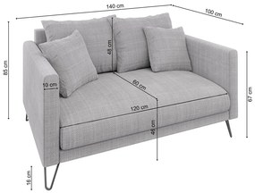 Светлосив шенилов диван 140 cm Freya – Ropez