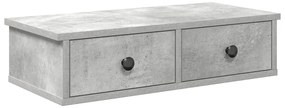 859944 vidaXL Стенен рафт с чекмеджета бетонно сив 60x28x15см инженерно дърво