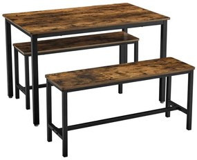 Комплект бар маса с 2 пейки TREVOR, кафяво/черно