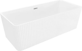 Mexen Nila самостоятелна оребрена вана 170 x 75 cm, бяла, преливане хром - 52841708000-01