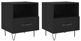 827423 vidaXL Нощни шкафчета, 2 бр, черни, 40x35x47,5 см, инженерно дърво