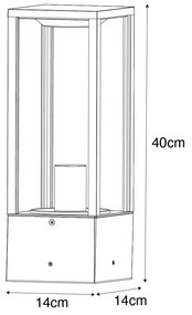 Стойка за външна лампа черна с релефно стъкло 40 см IP44 - Charlois
