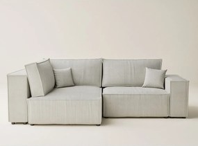 Кремав сгъваем/с място за съхранение ъглов диван от рипсено кадифе (ляв ъгъл/L форма) Tonga – Maison de Rêve