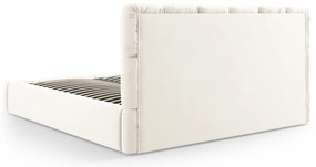 Кремаво тапицирано кадифено двойно легло с място за съхранение с включена подматрачна рамка 140x200 cm Bellis – Micadoni
