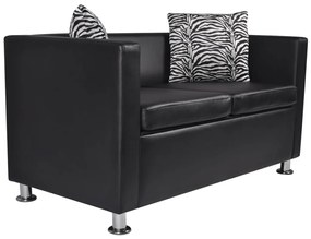 242649 vidaXL Диван 2-местен, изкуствена кожа, черен
