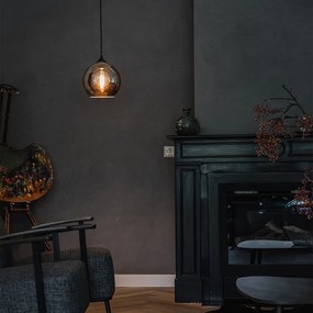 Интелигентна висяща лампа черна с опушено стъкло с Wi-Fi A60 - Wallace