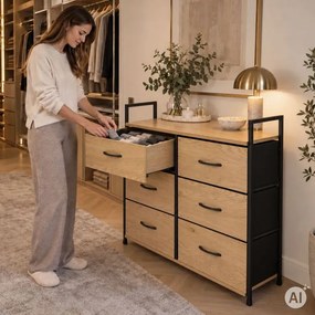 Комод с 6 текстилни чекмеджета и метална конструкция 87 x 80 x 24 см