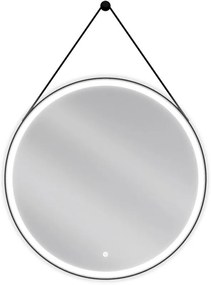 Mexen Reni огледало за баня с LED осветление, кръгло 80 см, LED 6000K, против запотяване, черна рамка - 9812-080-080-611-70