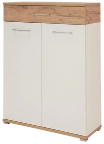 Дъбов шкаф за обувки с чекмеджета в бял\естествен цвят Topix - Germania