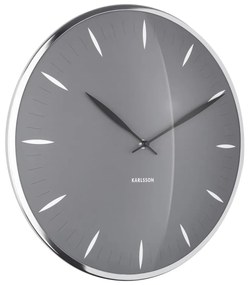 Сив стъклен стенен часовник , ø 40 cm Leaf - Karlsson