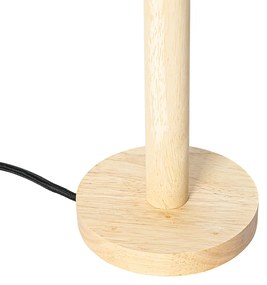 Настолна лампа дърво с кадифен абажур Taupe 35 см - Mels